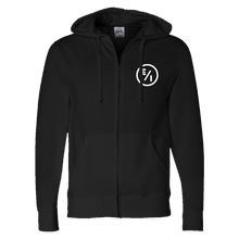 Load image into Gallery viewer, EI black zip up hoodie front Exit/In