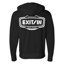 Load image into Gallery viewer, EI logo black zip up hoodie back Exit/In