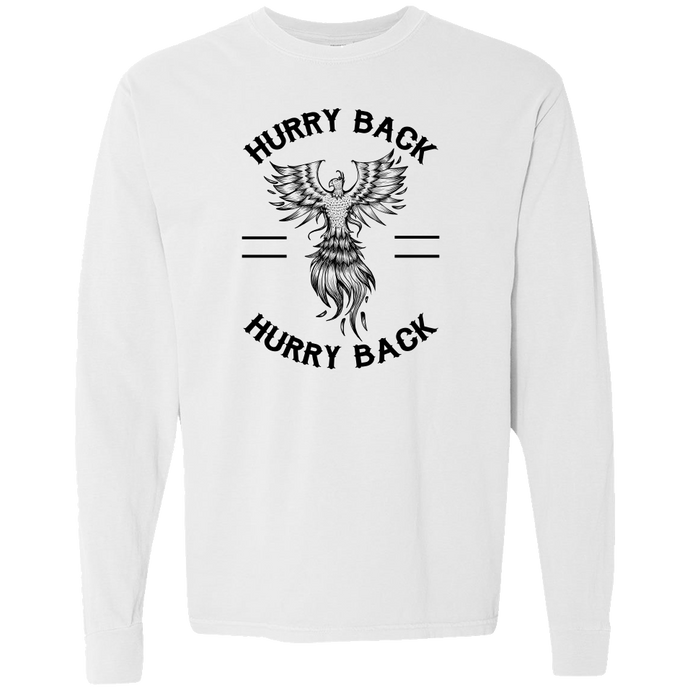 Hurry back phoenix white long sleeve tee Exit/In