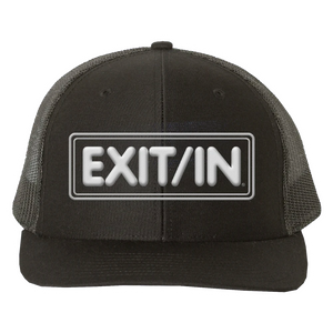 Embroidered Exit/In Black Trucker Hat
